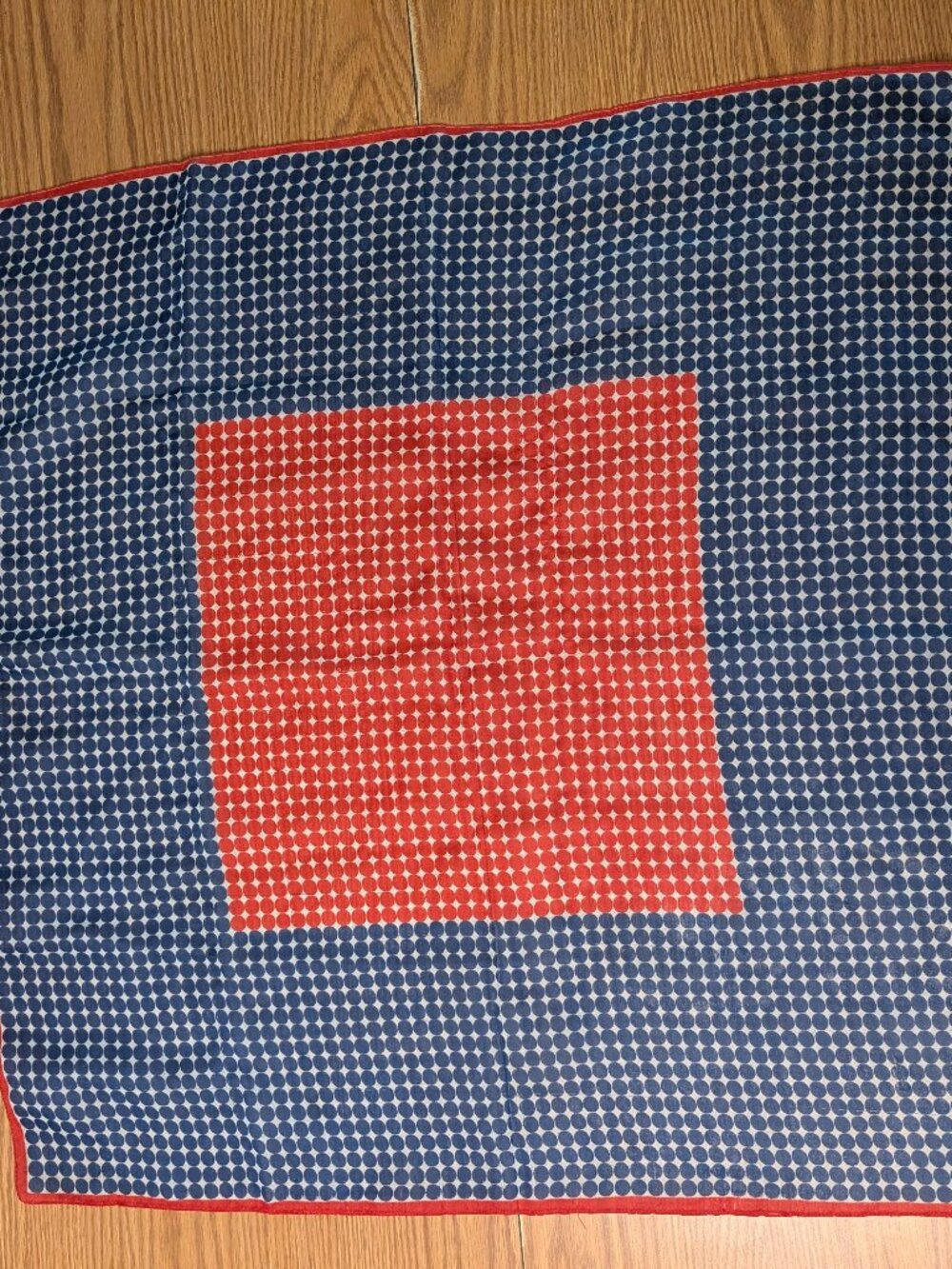 vintage 60s 70s hair neck scarf blue dot pattern retro 25.5" square semisheer